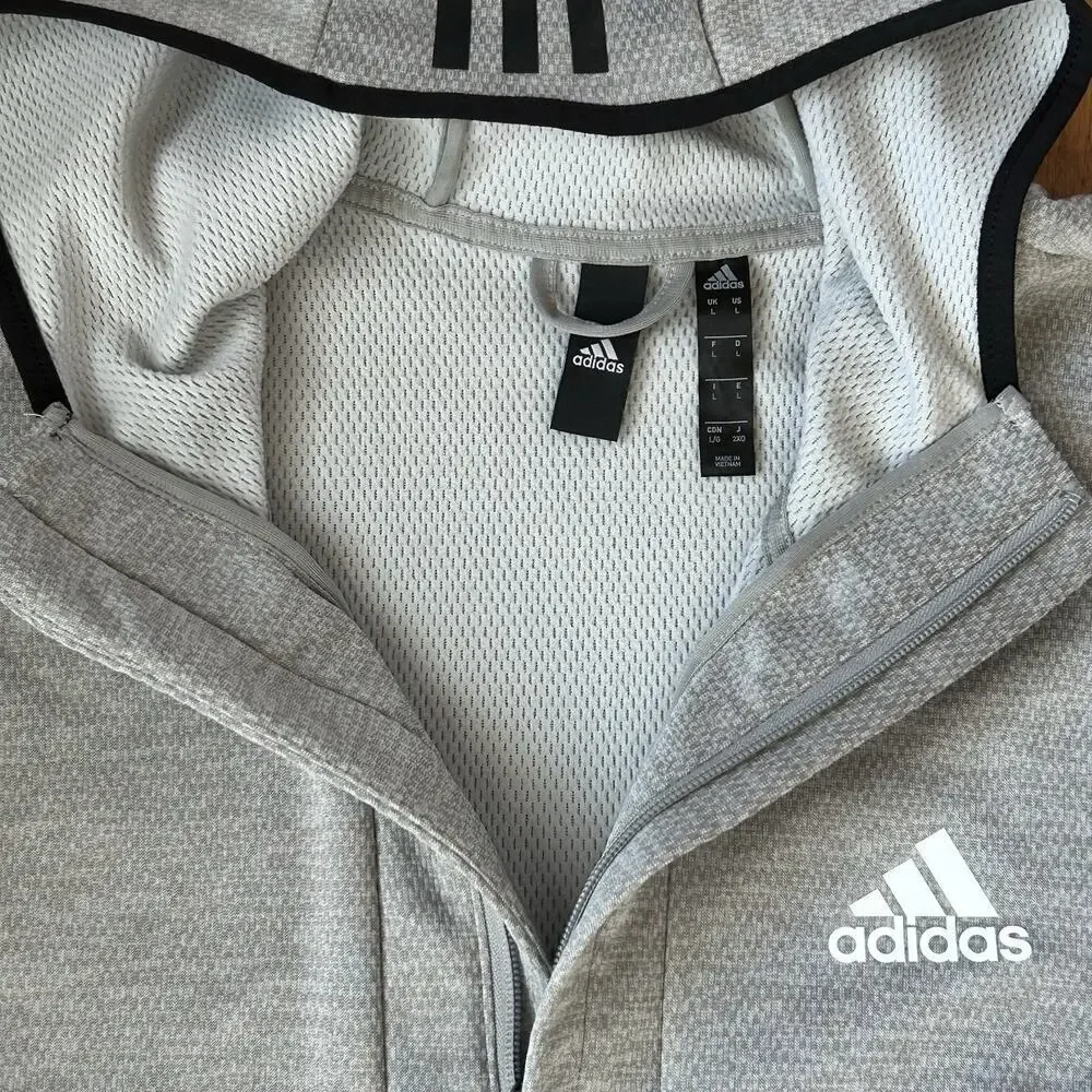 Adidas Team Issue Climawarm Full Zip Hoodie Gray Men’s Size L Athletic Hoodie